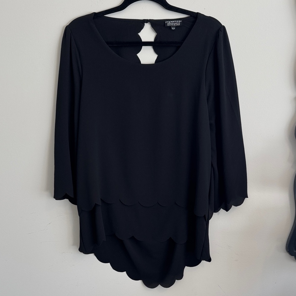 Papermoon Black Scalloped Blouse